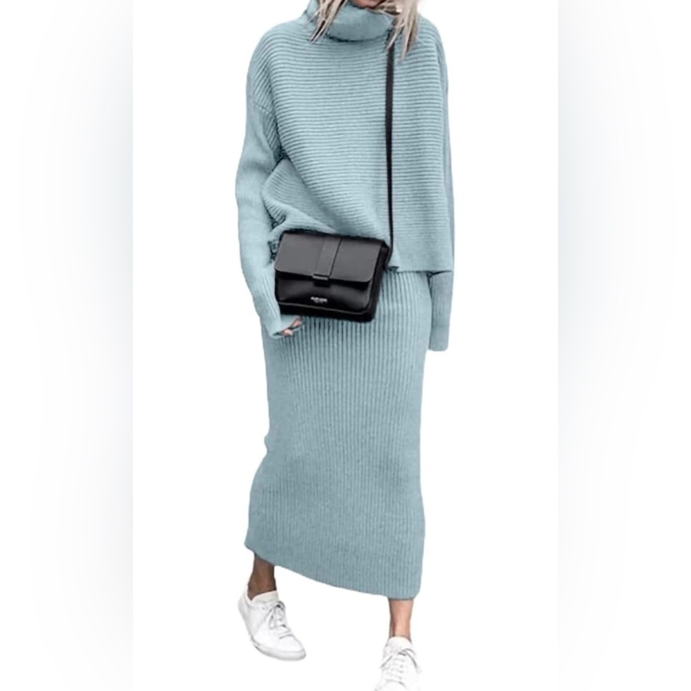 Sweater Skirt Set, Blue, Like New